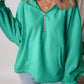 Pocketed Half Zip Dropped Shoulder Hoodie