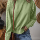 Eyelet Round Neck Long Sleeve Sweatshirt