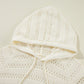 Openwork Drawstring Long Sleeve Hooded Knit Cover Up