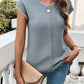 Round Neck Cap Sleeve Knit Top