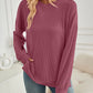 Slit Round Neck Long Sleeve Sweatshirt