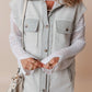 Pocketed Curved Hem Button Up Vest