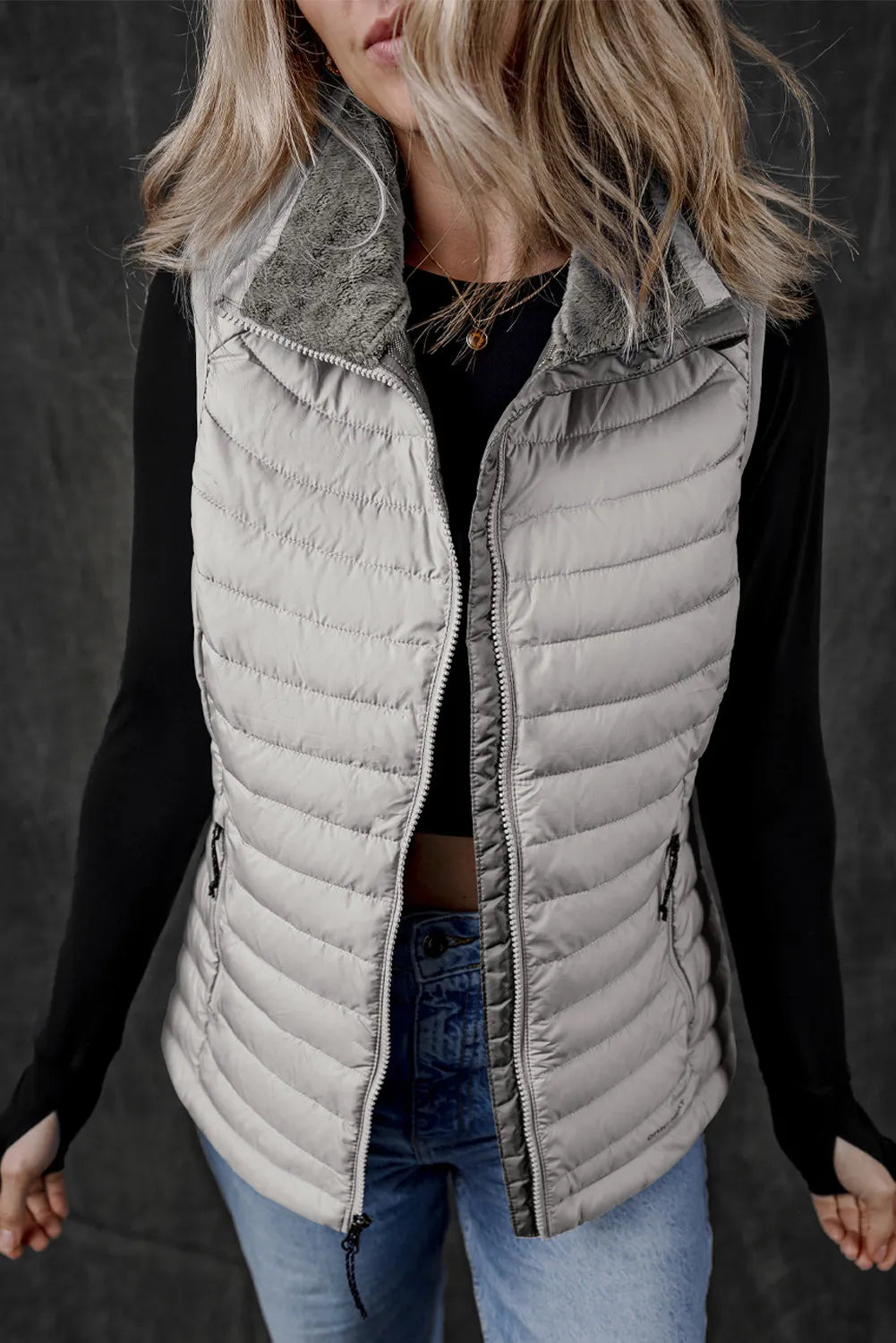 Pocketed Zip Up Vest