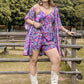 Plus Size Printed Cami, Open Front Cover Up and Shorts Set