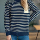 Striped Mock Neck Long Sleeve Sweater