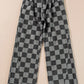 Checkered Wide Leg Jeans with Pockets