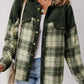 Snap Down Collared Neck Plaid Shacket