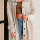 Drawstring Button Up Long Sleeve Hooded Jacket