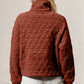 Double Take Half Zip Long Sleeve Quilted Sweatshirt with Pocket