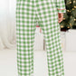 Contrast Piping Plaid Top and Pants Lounge Set