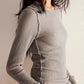 Exposed Seam Round Neck Long Sleeve T-Shirt