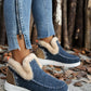 Furry Suede Round Toe Flat Sneakers