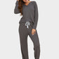 Notched Long Sleeve Top and Pants Set