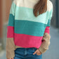 Color Block Round Neck Long Sleeve Sweater