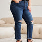 RFM Full Size Tummy Control Distressed High Waist Raw Hem Jeans