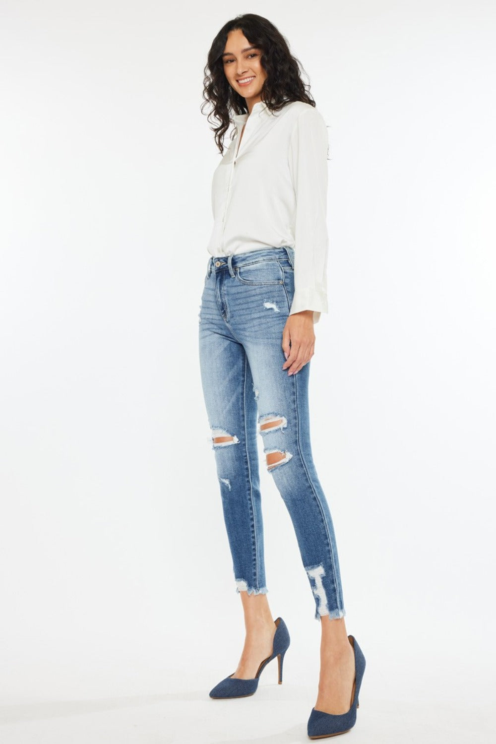 Taylor Kancan High Rise Frayed Ankle Skinny Jeans