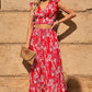 Printed Tie Back Cropped Top and Maxi Skirt Set