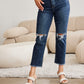 RFM Full Size Tummy Control Distressed High Waist Raw Hem Jeans