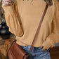 Eyelet Round Neck Long Sleeve Sweatshirt