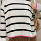 Striped Round Neck Drop Shoulder Sweater