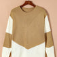 Color Block Round Neck Long Sleeve Sweater