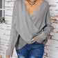 Surplice Dropped Shoulder Long Sleeve Sweater