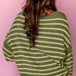 Striped Round Neck Dropped Shoulder Sweater