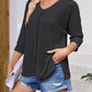 Textured Round Neck Three-Quarter Sleeve Blouse