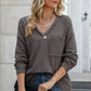 Exposed Seam V-Neck Long Sleeve T-Shirt