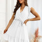 Full Size Ruffled Surplice Cap Sleeve Dress