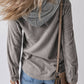 Hooded Drawstring Pockets Corduroy Shacket: GREY / XL