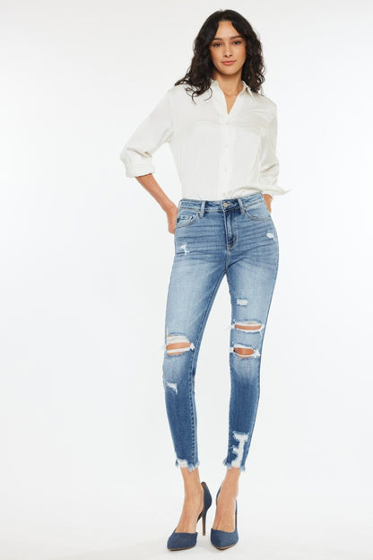 Taylor Kancan High Rise Frayed Ankle Skinny Jeans