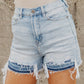 Raw Hem Denim Shorts with Pockets