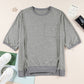 Slit Round Neck Half Sleeve T-Shirt