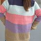 Color Block Round Neck Long Sleeve Sweater