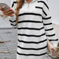 Devine Quarter Zip Striped Long Sleeve Sweater Dress