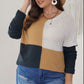 Plus Size Color Block Round Neck Sweater