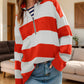 Color Block Half Zip Long Sleeve Sweater