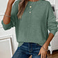 Loose Round Neck Solid Color Knitted Sweater: Green / L