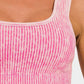 Zenana Ribbed Square Neck Wide Strap Tank