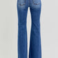 RISEN Full Size Low Rise Flare Jeans with Pockets