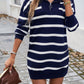 Devine Quarter Zip Striped Long Sleeve Sweater Dress