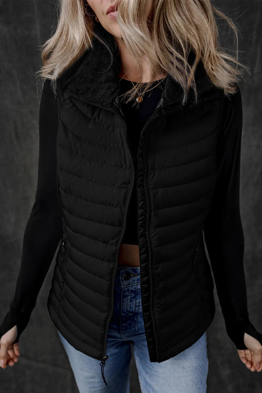 Pocketed Zip Up Vest