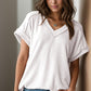 Textured V-Neck Short Sleeve Top