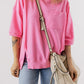 Slit Round Neck Half Sleeve T-Shirt