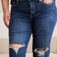 RFM Full Size Tummy Control Distressed High Waist Raw Hem Jeans