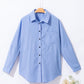 Striped Collared Neck Long Sleeve Shirt