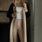 Pocketed Contrast Long Sleeve Hooded Cardigan