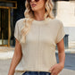 Exposed Seam Round Neck Short Sleeve Sweater