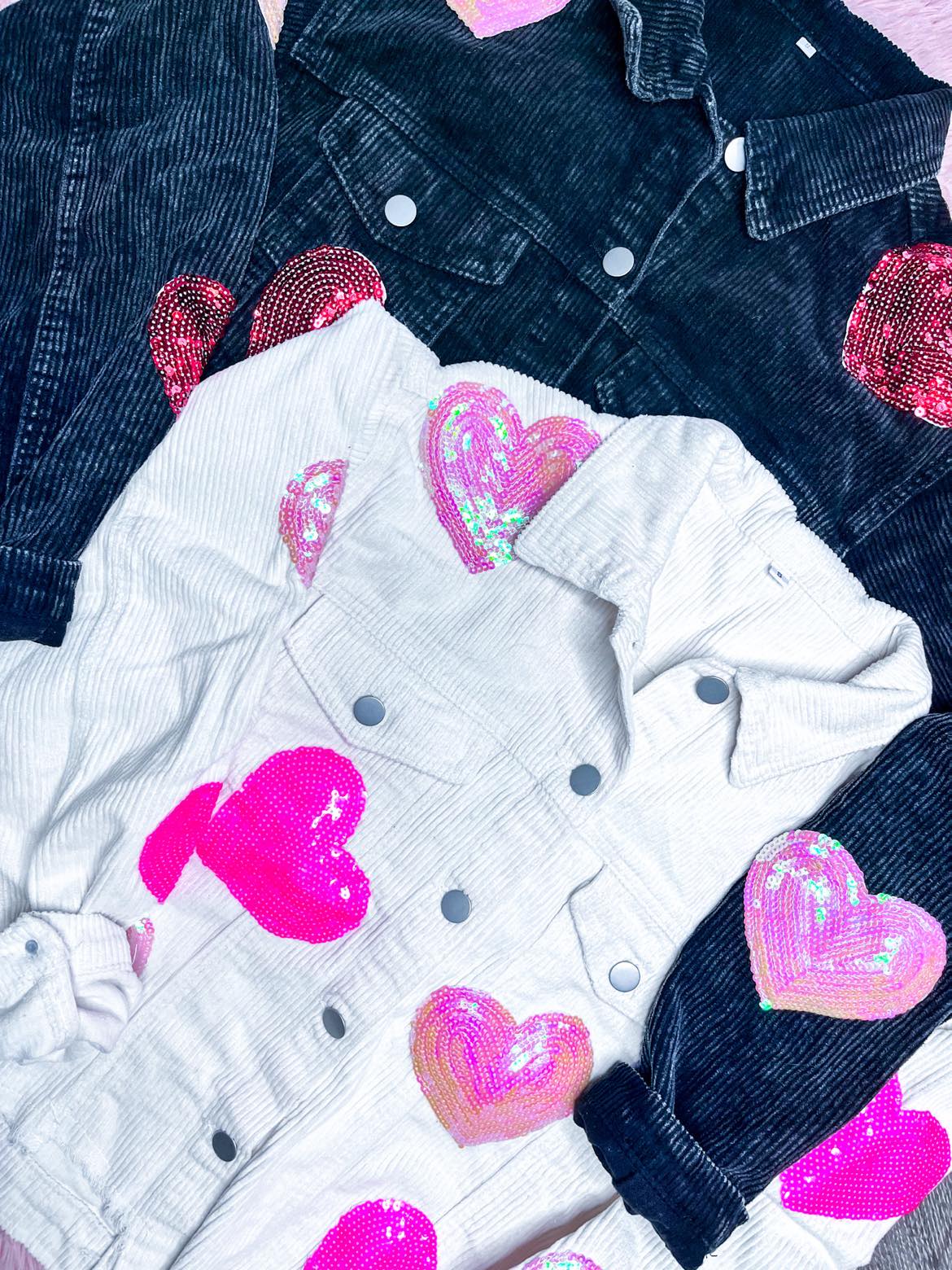 rts: Sequin Heart Corduroy Shacket*